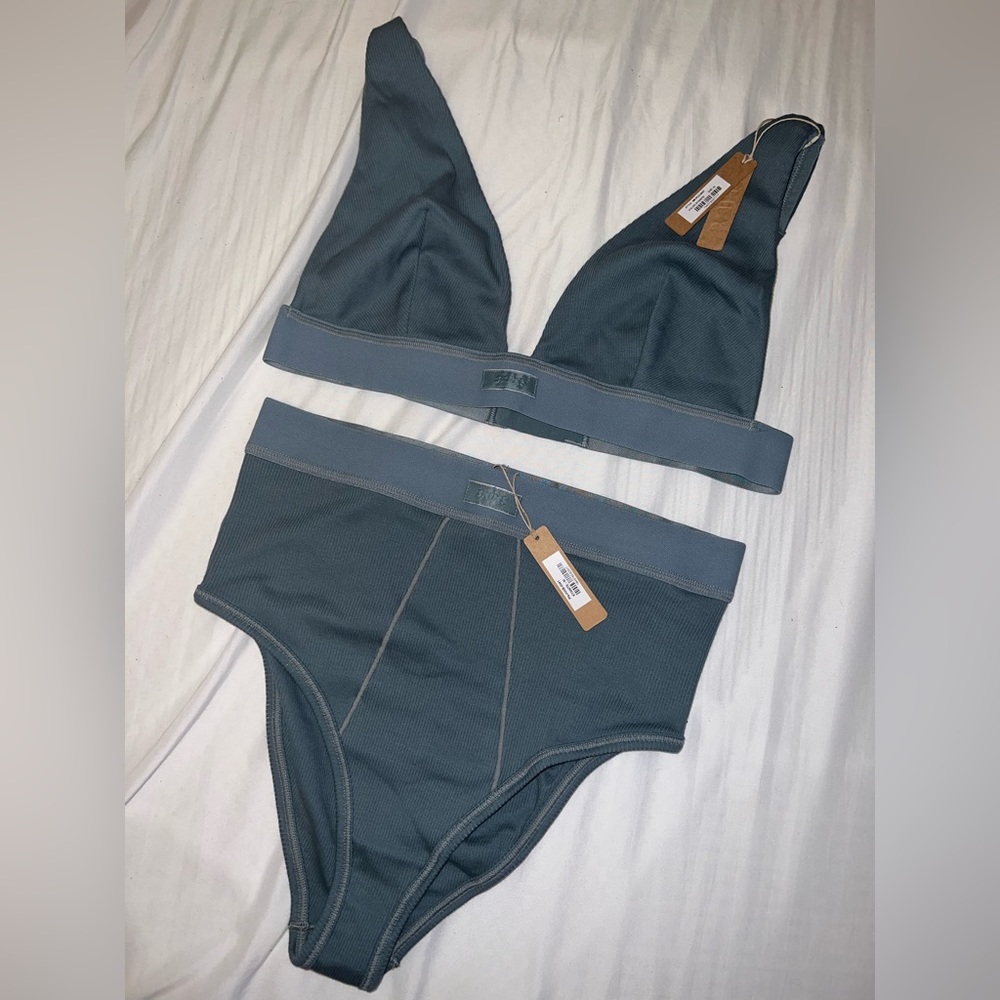 SKIMS Cotton Plunge Bralette Kyanite Size XL